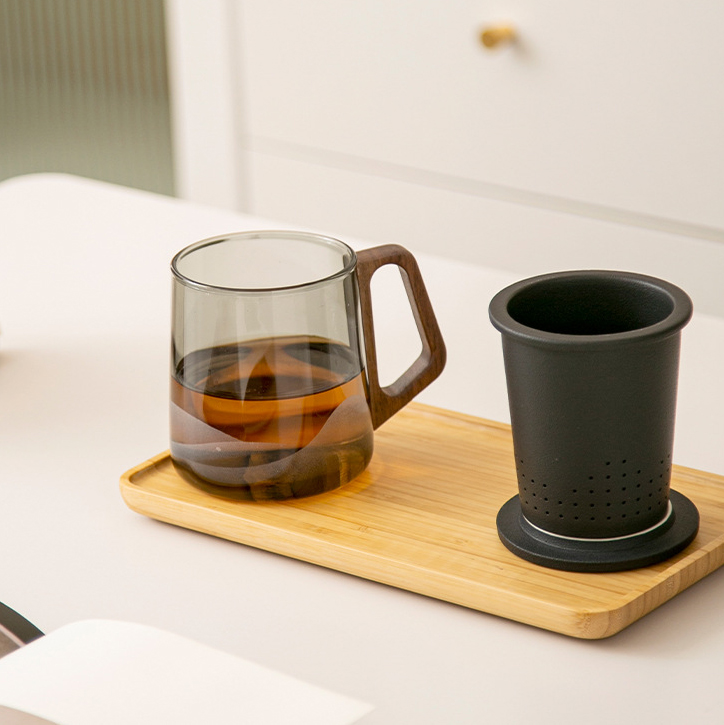 400ml Jade Glass Cup with Tea Strainer