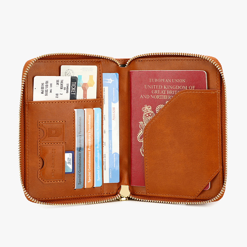 Twill PU Leather Passport Wallet