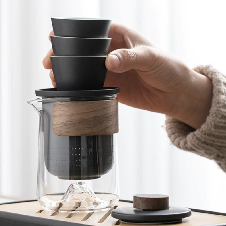 Portable Ceramic & Glass Tea Set 