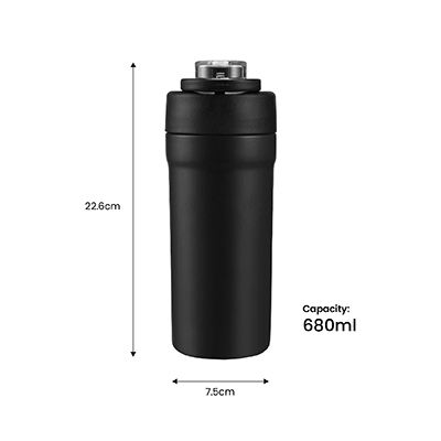 680ml TIGO Stainless Steel Bottle with Straw Carry Handle