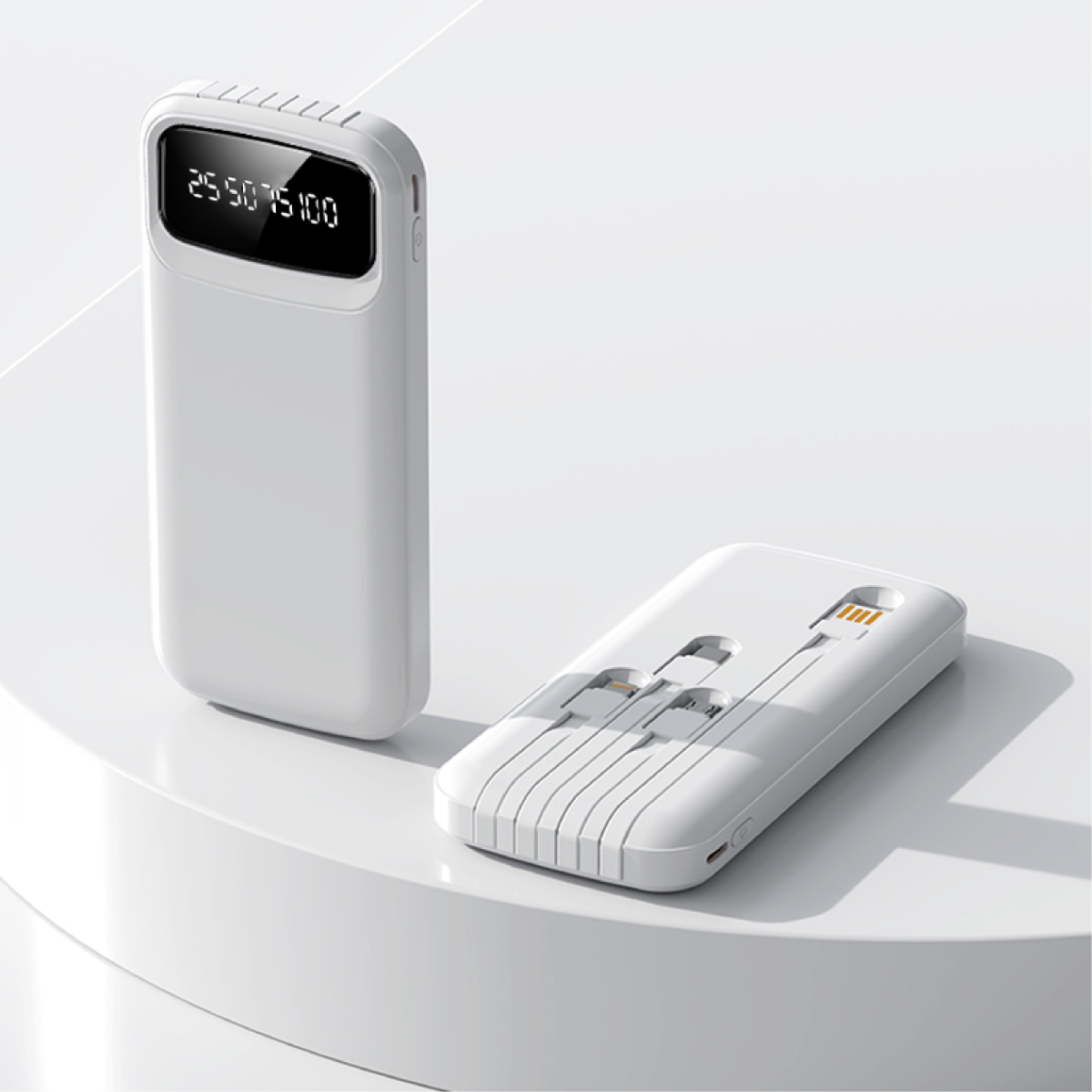 Powerbank 10000mAh 4 x Built In Cable + 1 x USB Port 2.1A Fast Charge - Digital Display