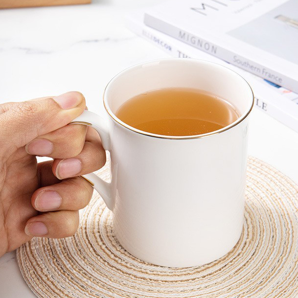 380ml Classic Ceramic Mug with Gold Rim