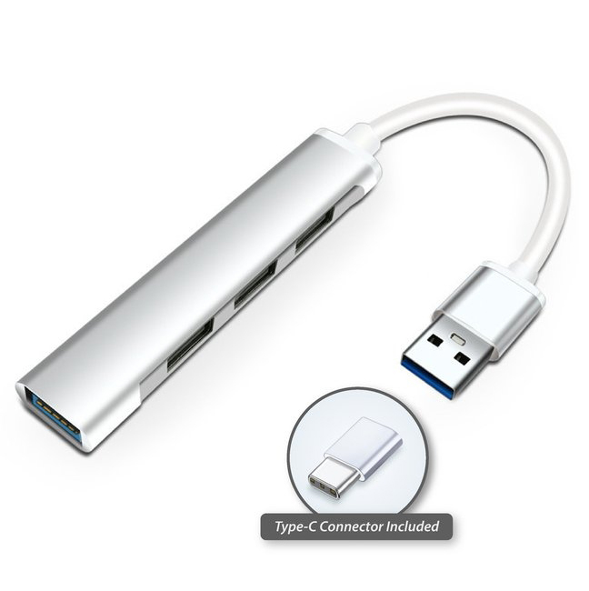 4 Port USB Hub - 3.0 High Speed Data Transfer