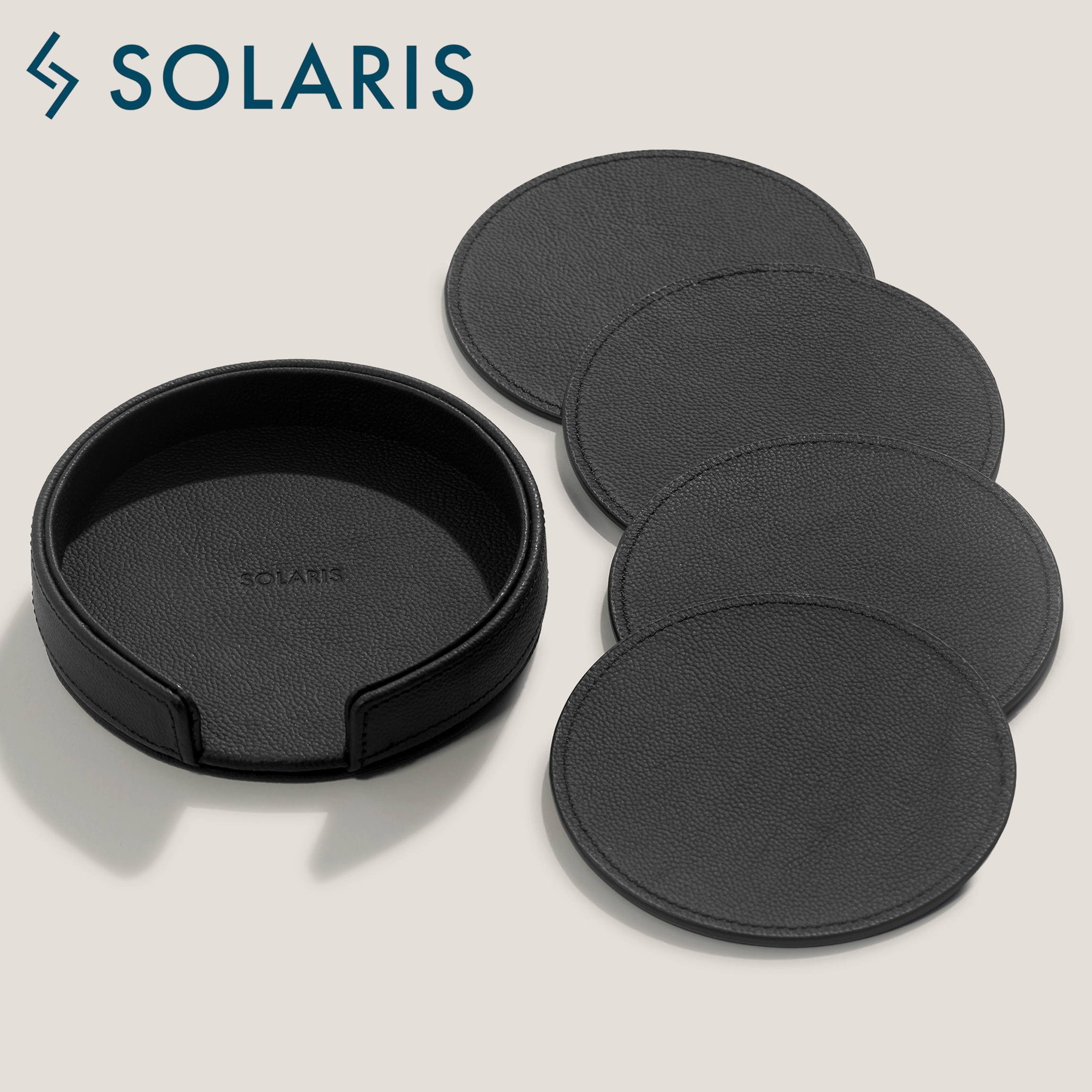 SOLARIS Blanc Genuine Leather Coaster Set