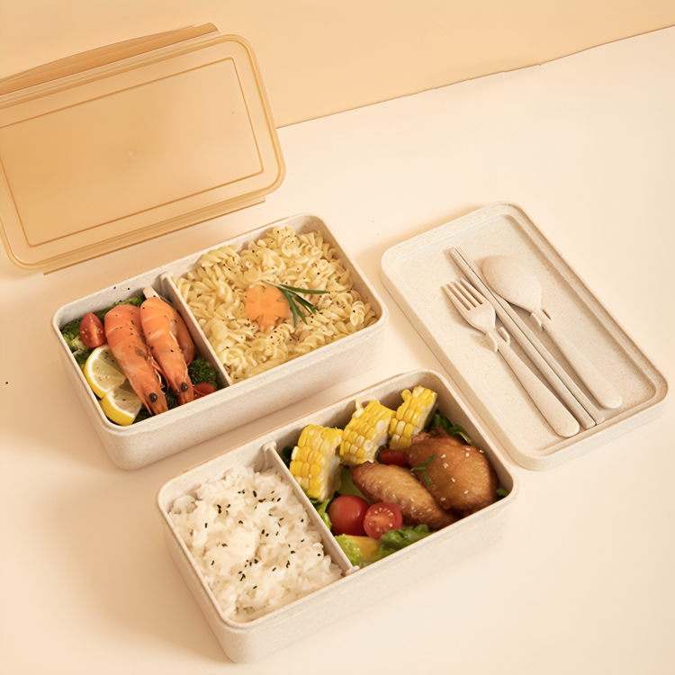 Wheat Straw Lunch Box with Cutlery 