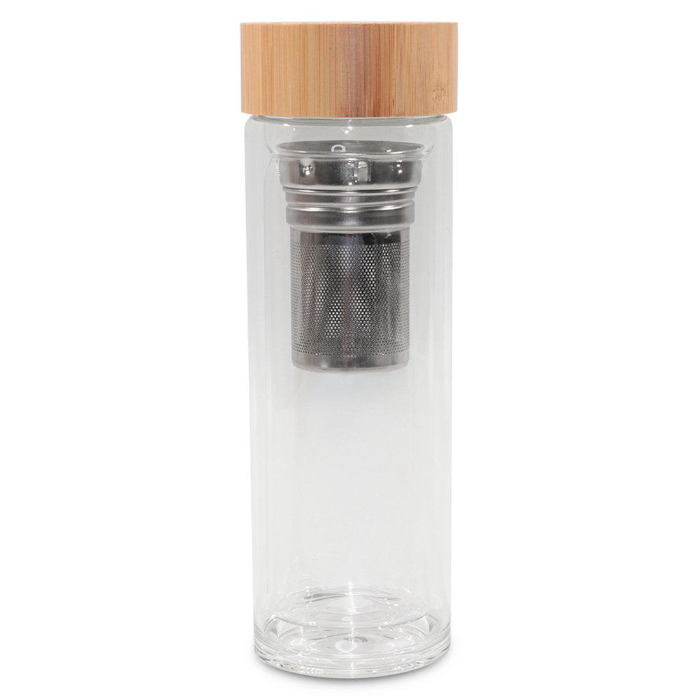 400ml Glass Bamboo bottle with Tea Infuser