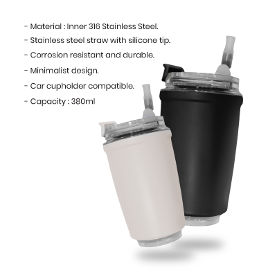 380ml MOFI Stainless Steel Tumbler with Straw