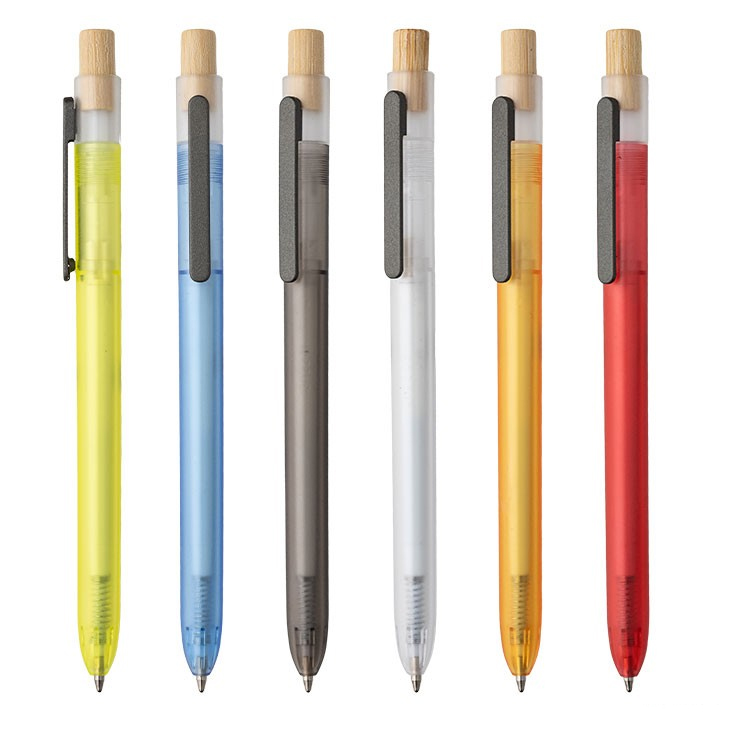 Translucent Ball Pen (with Bamboo Button)