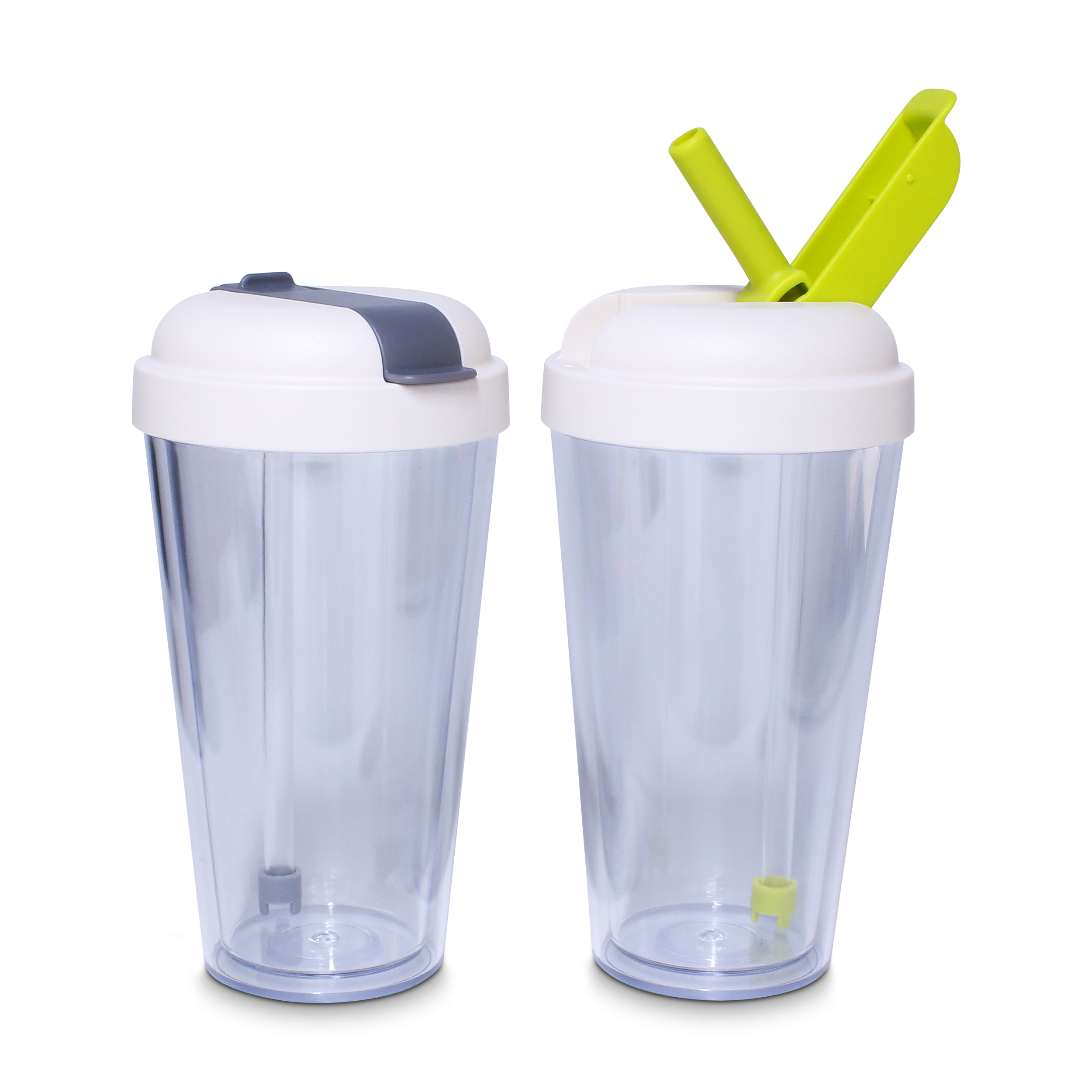 420ml Clear Double Wall Tumbler with Straw