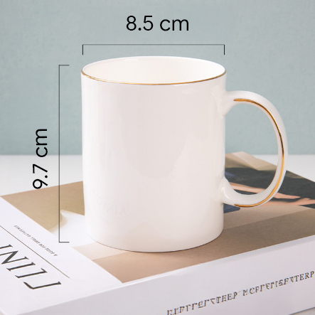 380ml Classic Ceramic Mug with Gold Rim
