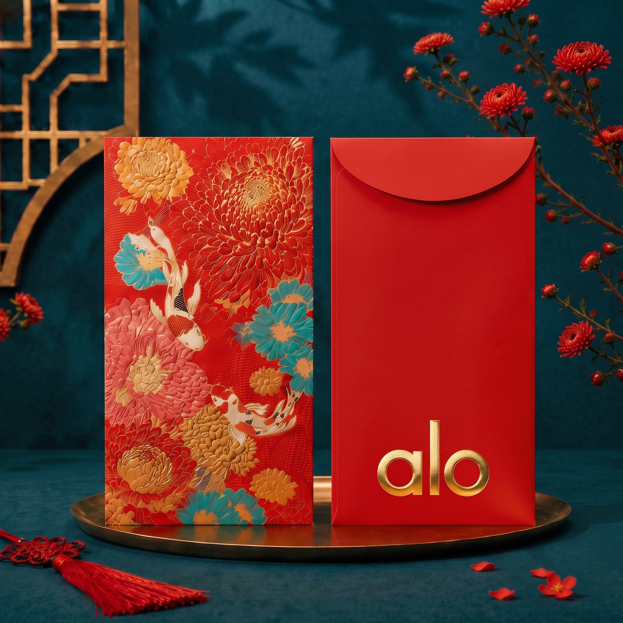 Flowering Fortune & Koi Grace Red Packet - Red Packet (Ang Bao)