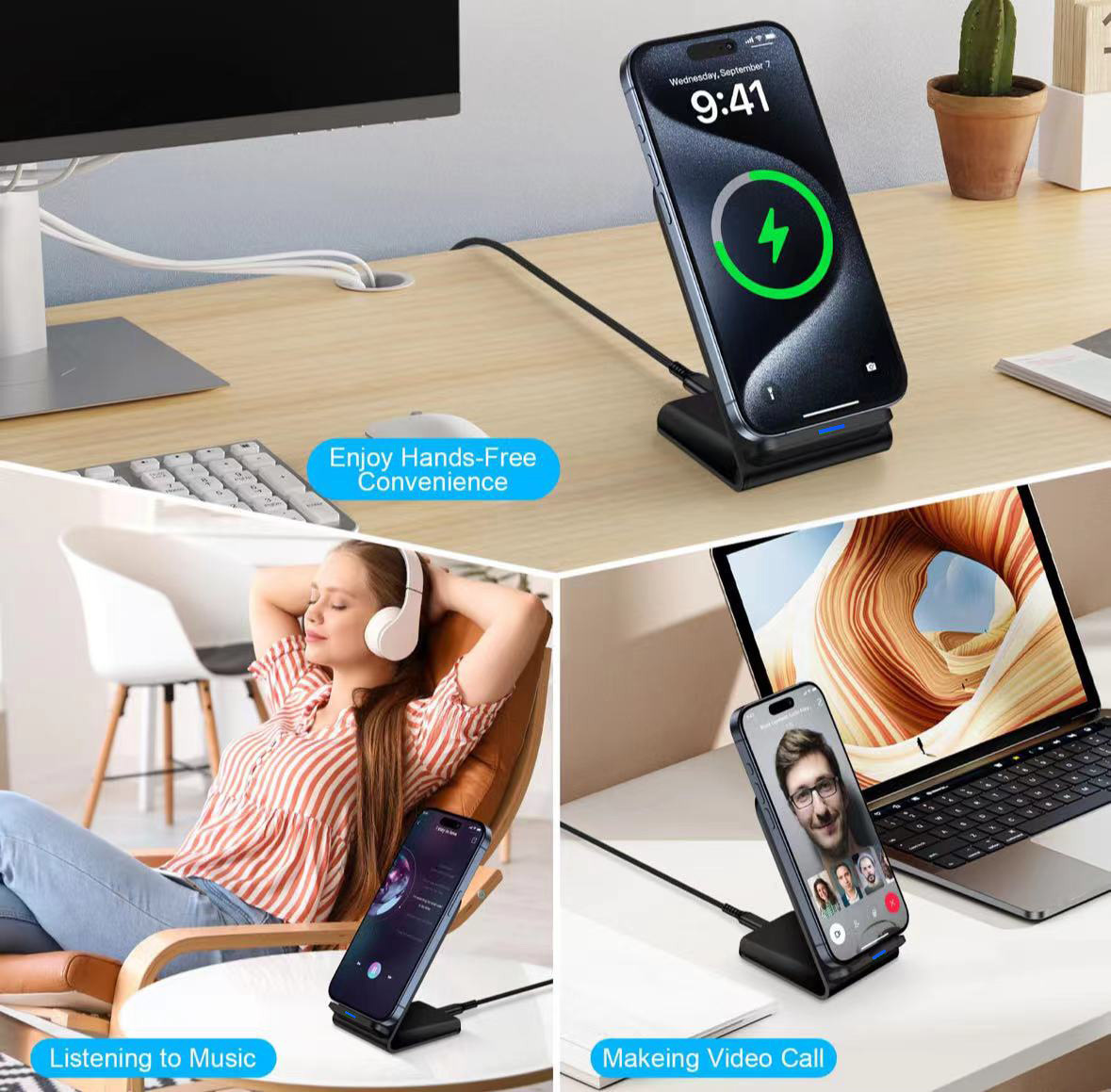 Lux Qi Fast Charge Wireless Charger Phone Stand