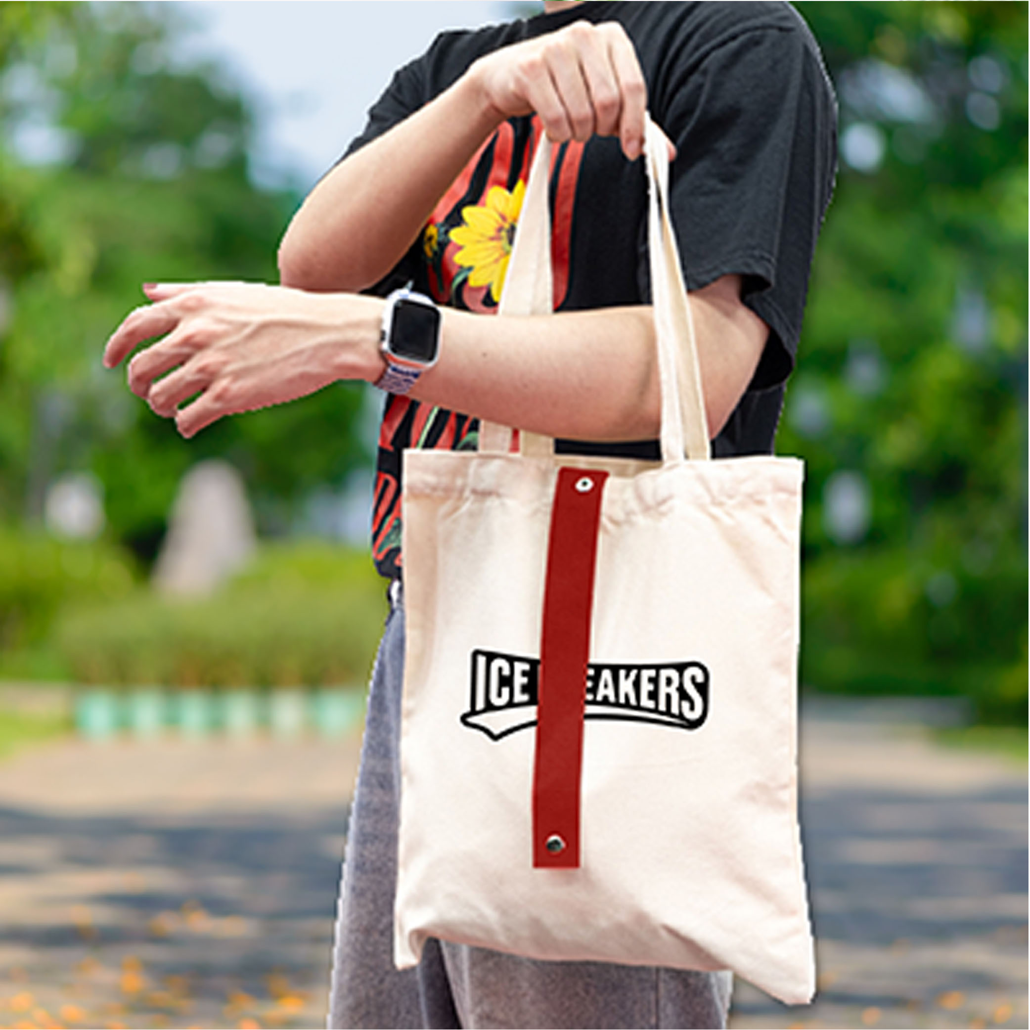 Color Strap Foldable Canvas Bag – 8oz (340×400)