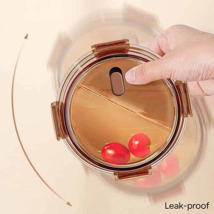 1.05L Amber Round Glass Lunch Box