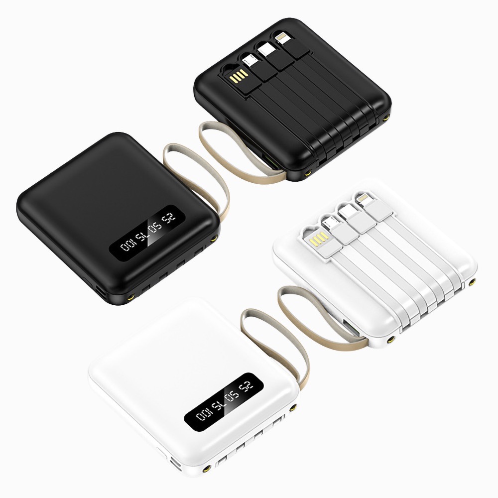10,000mAh Compact Powerbank with Cables