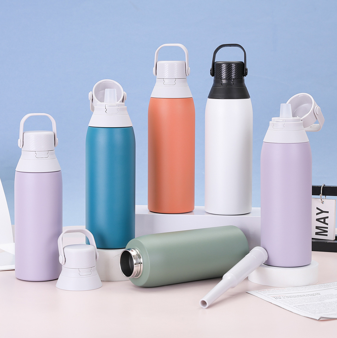 500ml Brit Stainless Steel Insulated Water Bottle  with Straw