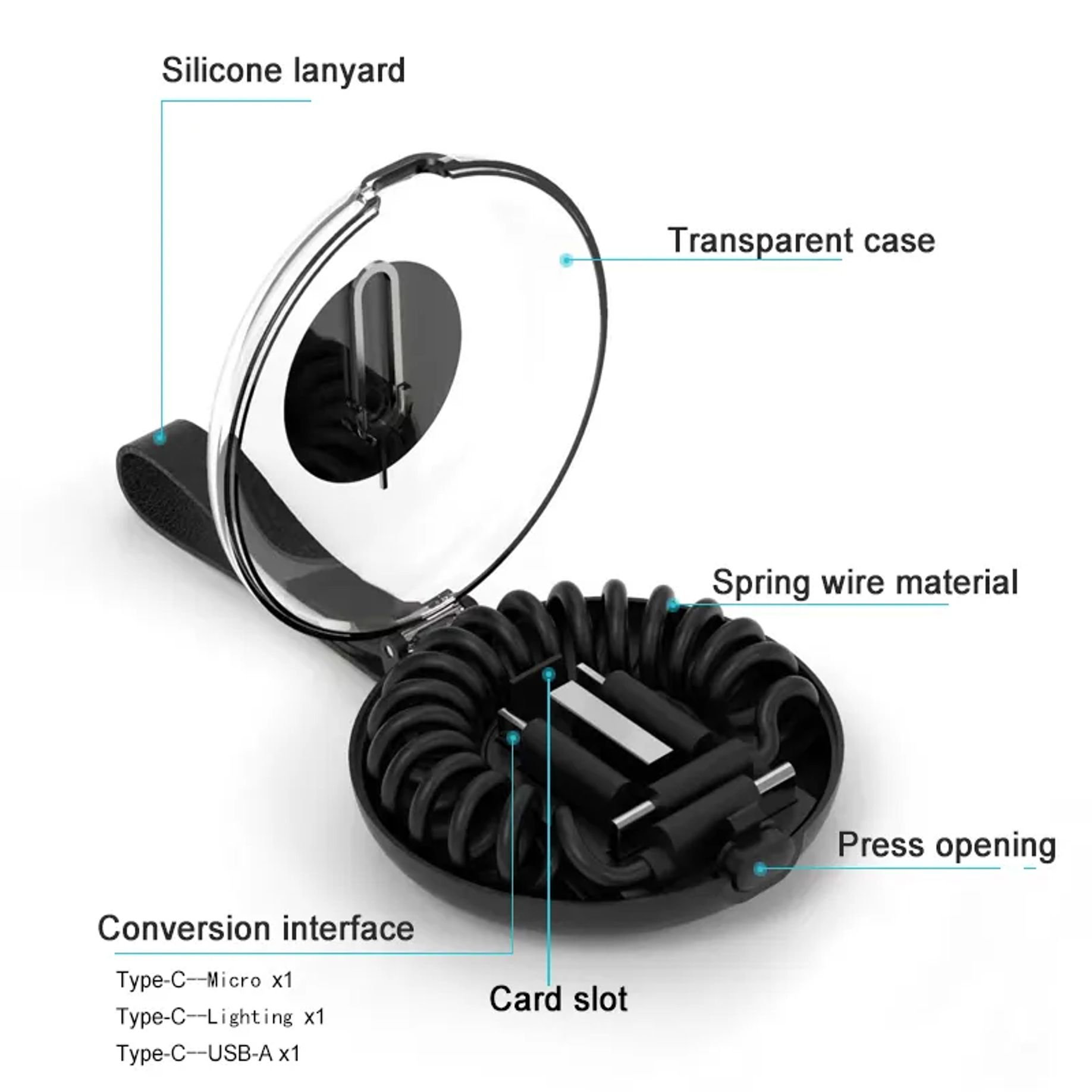 6 in 1 Fast Charging Cable ( with Sim Ejector Pin ) 