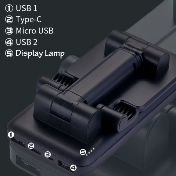 10,000mah Foldable Adjustable Phone Stand Powerbank with Type-C port