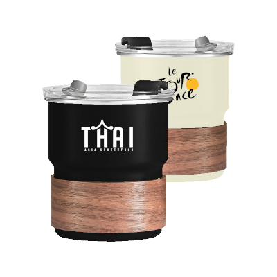 300ml ZEN Stainless Steel Tumbler with Wooden Holder