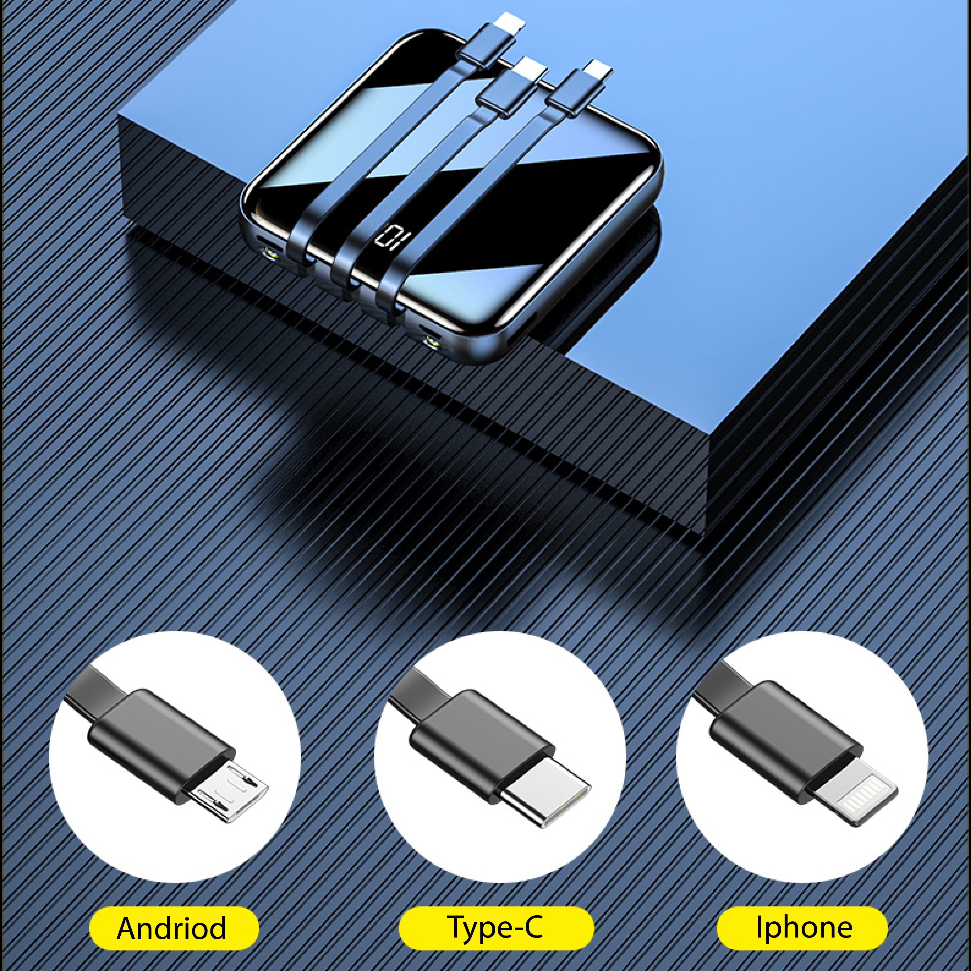 6000mah Mini Powerbank (with In-Built Type-C / Micro / Lightning)