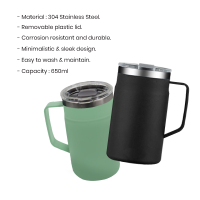 650ml LOCK Stainless Steel Mug with Cover