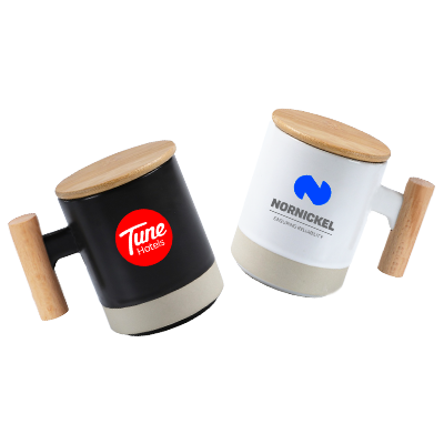 380ml Duo Tone 2 Ceramic Wooden Handle Mug