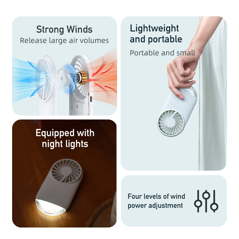 Pebblelite Portable Fan with Light and Stand 