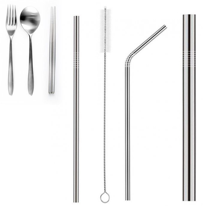 Cutlery + Straight Straw + Cleaner + Curve Straw + Bubble Straw