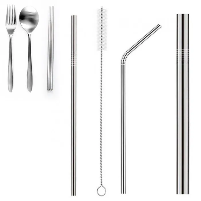 Cutlery + Straight Straw + Cleaner + Curve Straw + Bubble Straw