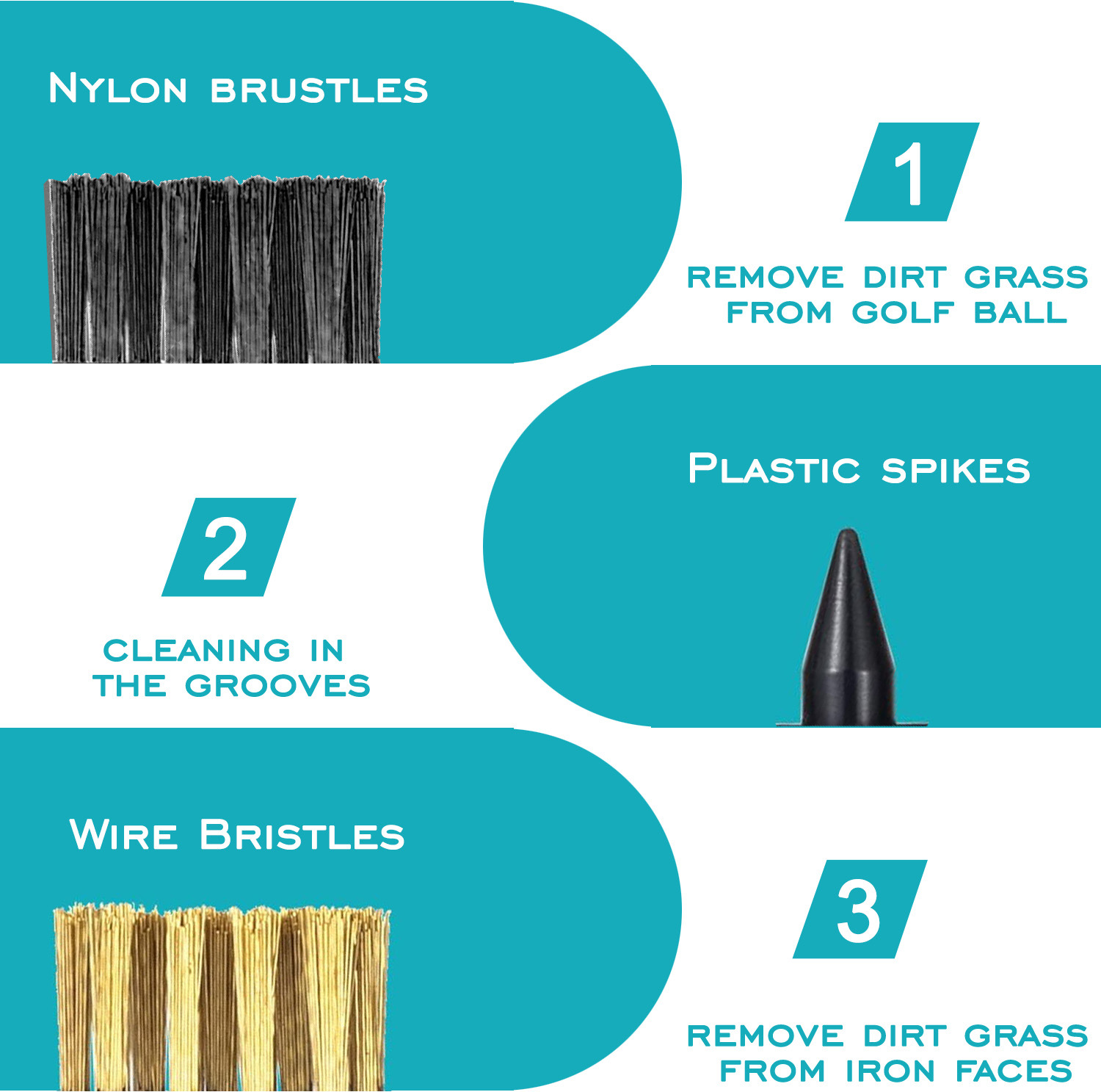 3 in 1 Golf Club Brush 