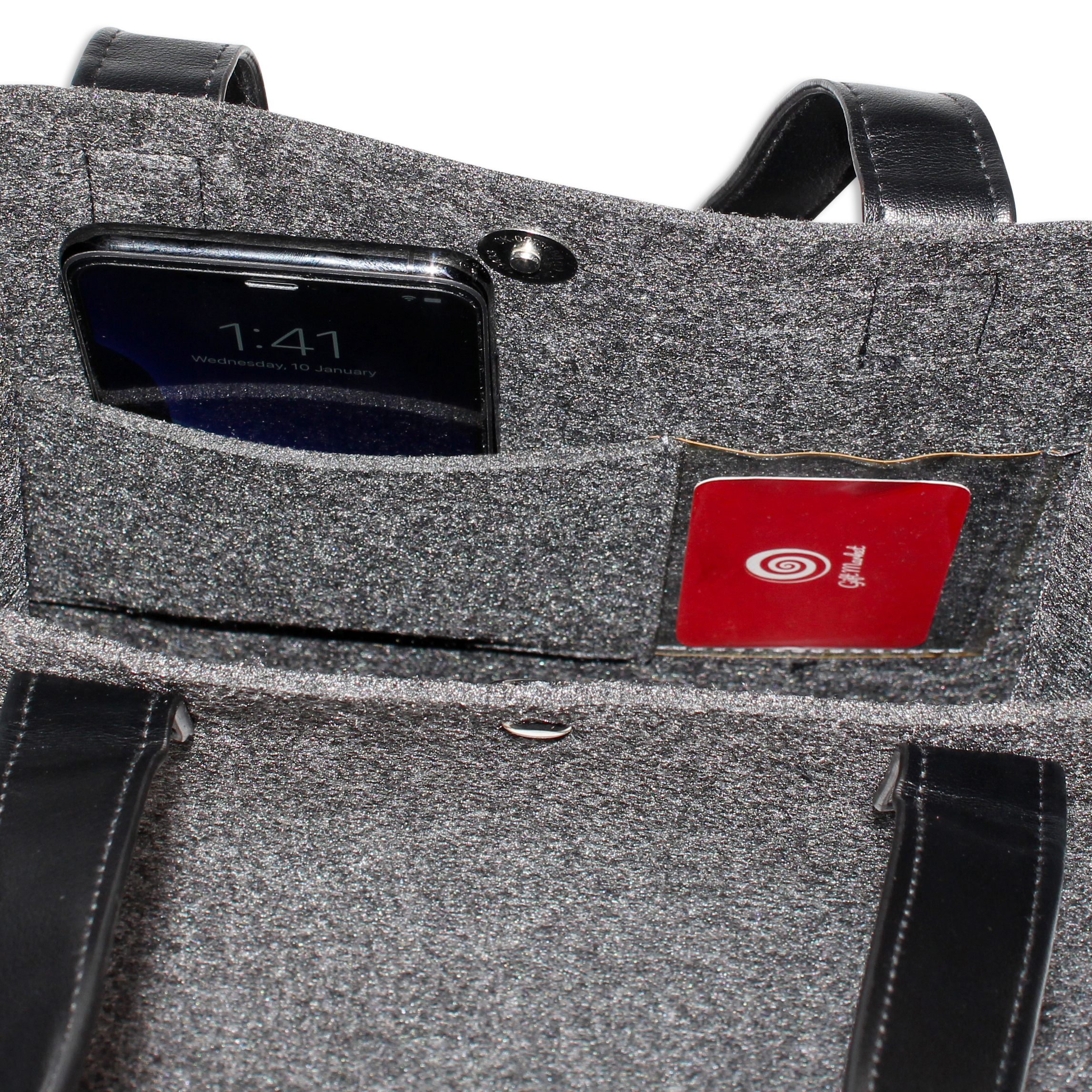 Stylish Felt Tote Bag with Leather Handle