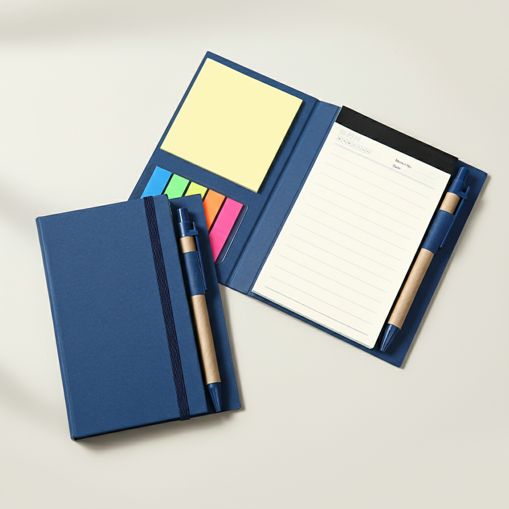 Eco-Friendly Notepad Set with Colour Tabs and Pen