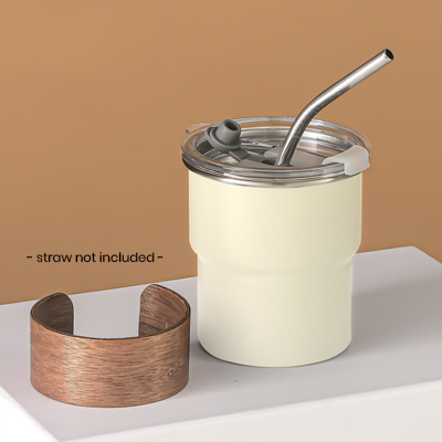 300ml ZEN Stainless Steel Tumbler with Wooden Holder