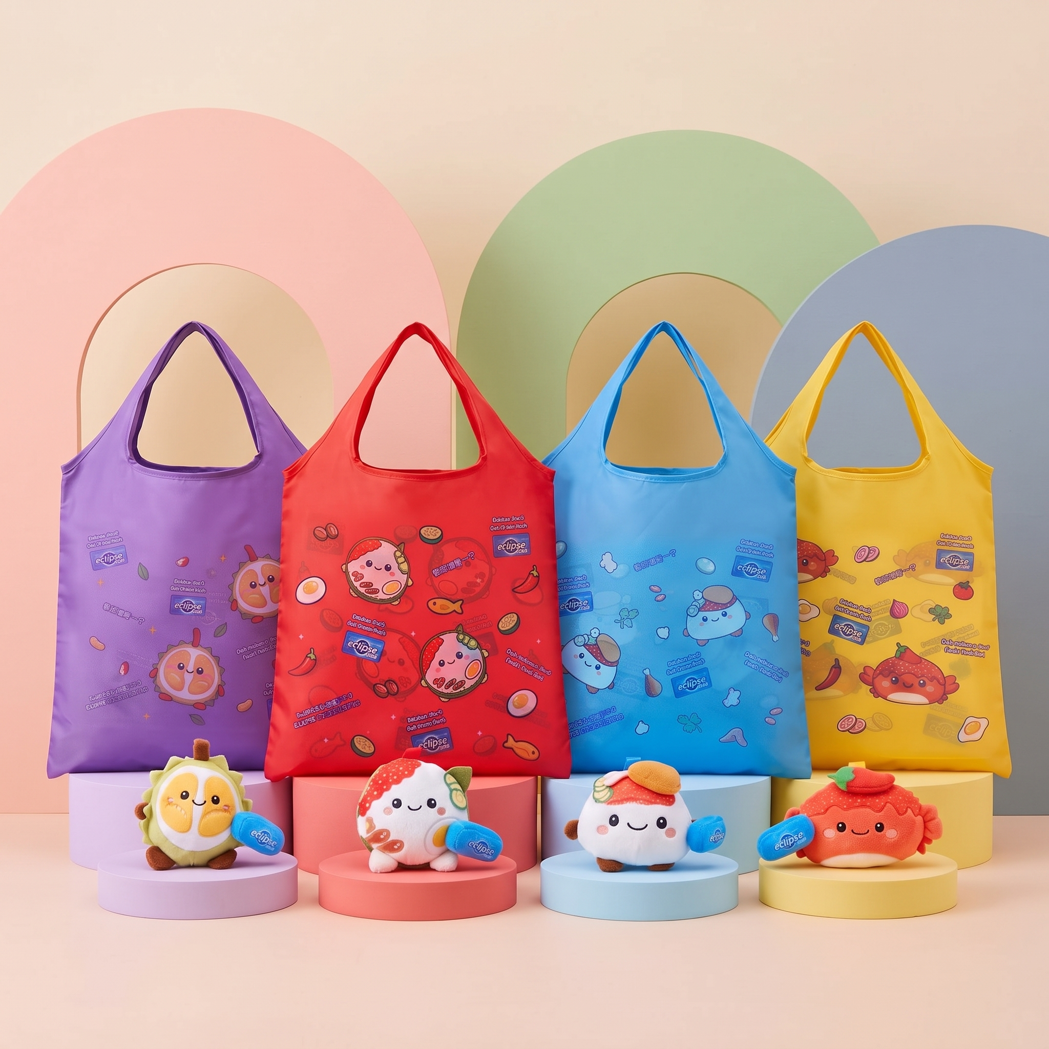 Plush Mascot Foldable Tote Bags — customised gift