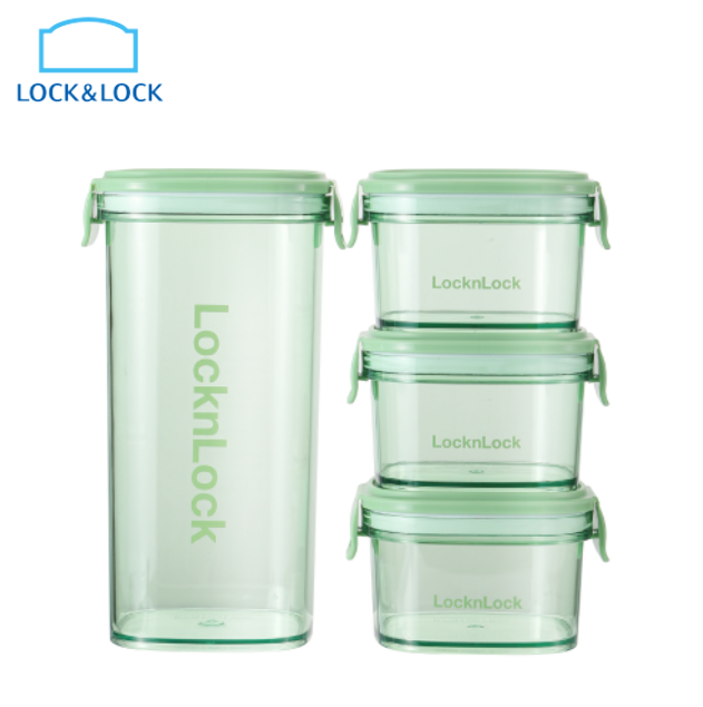 Lock&Lock Green Clear Airtight Container 4-Piece Set