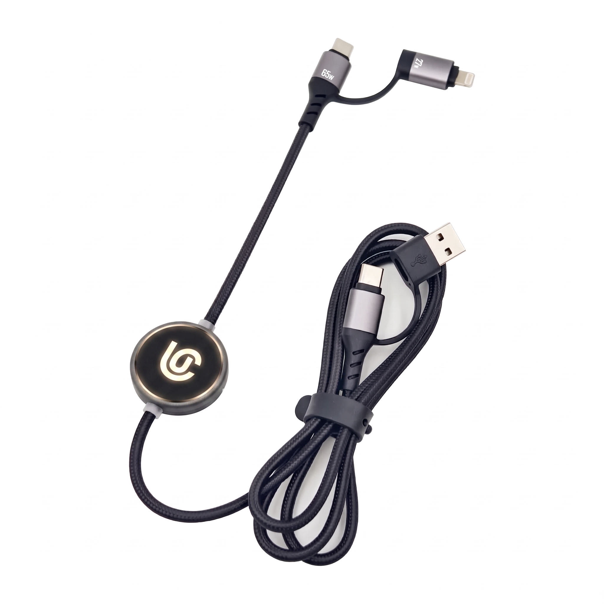 60W 4-in-1 Switch LED Light Fast Charging Cable