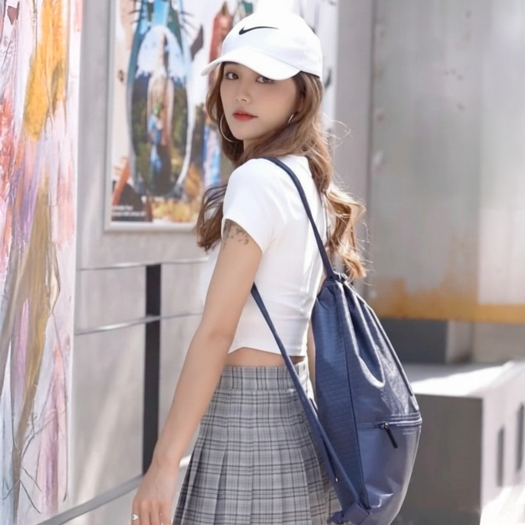 High Quality Drawstring Bag with Front Pocket (Water-Resistant)