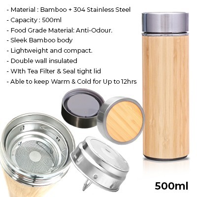 500ml Bamboo Premium Stainless Steel Thermos