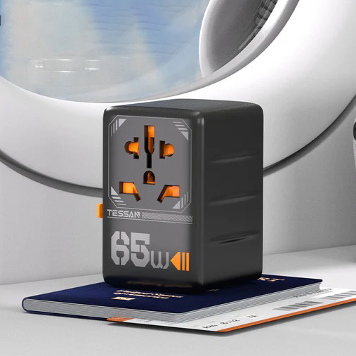 Tessan 65W International Travel Adaptor with 2 USB C & 2 USB A Charging Ports