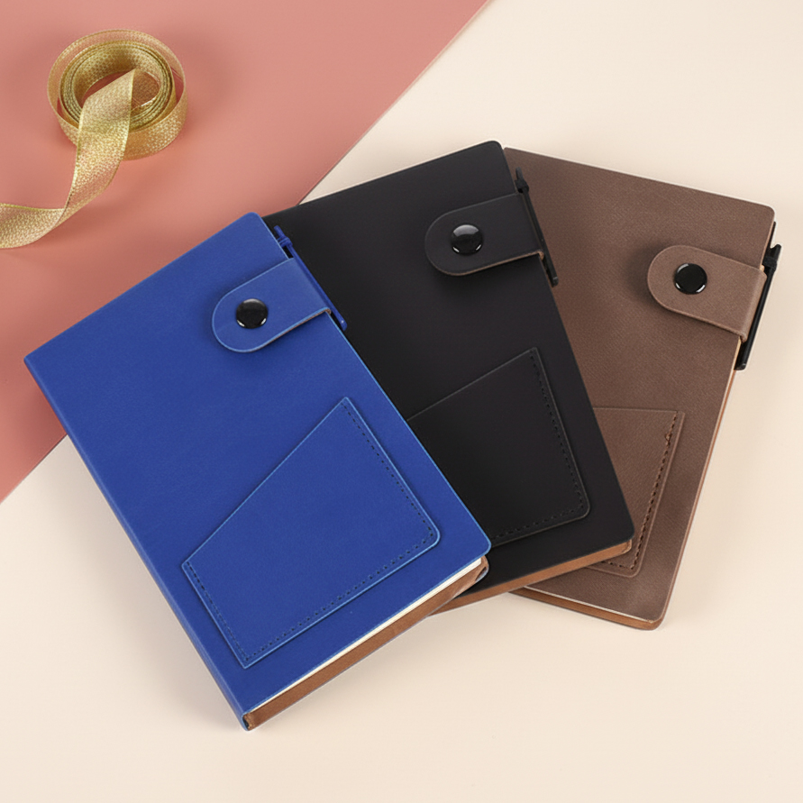 Lux Leather Notebook With Post It & Pen