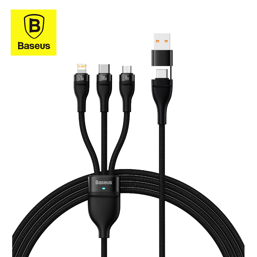 Baseus Two for Three Fast Charging Data Cable ( 100W )