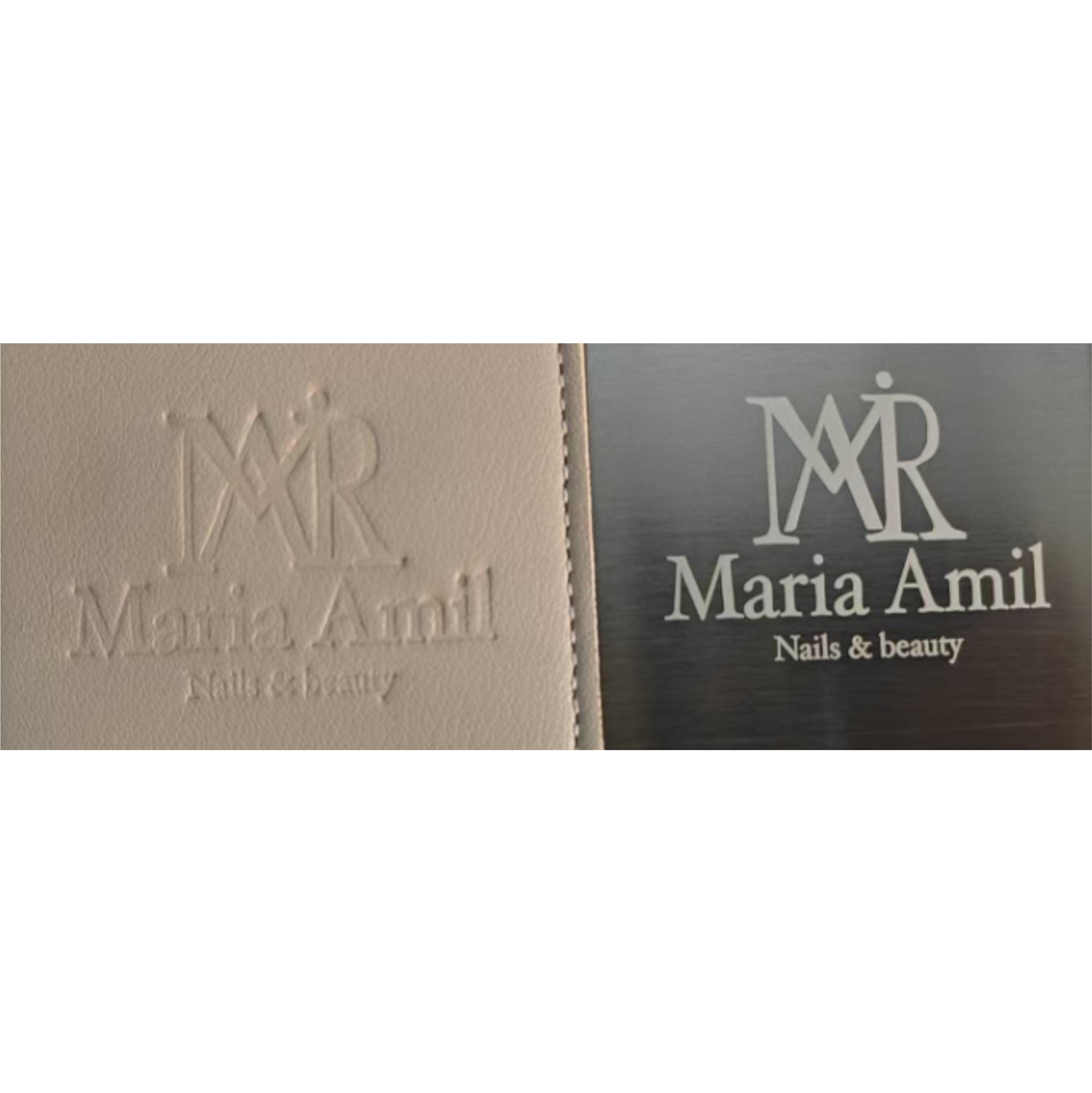 Debossed Logo on Pouch + Laser Engraving on Mirror