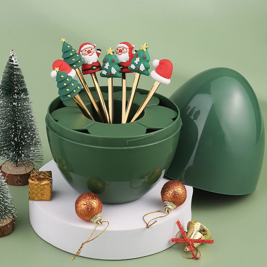 Christmas Cutlery Set in Egg Shaped Container 