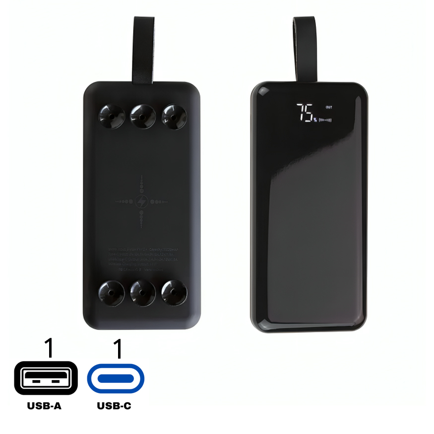 10,000mAh Wireless Powerbank with Suction & Leather Strap