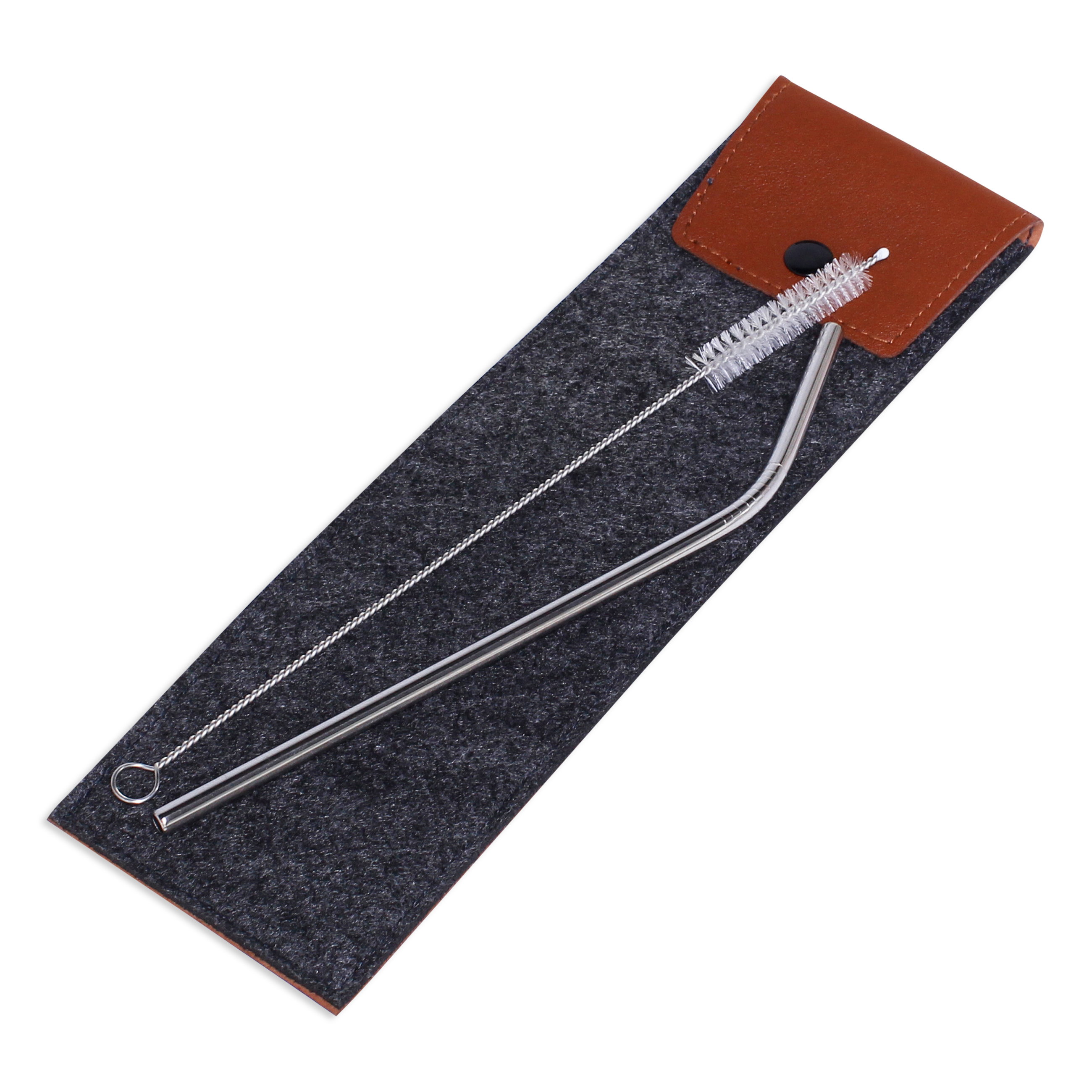 Metal Straw Set in Felt Pouch