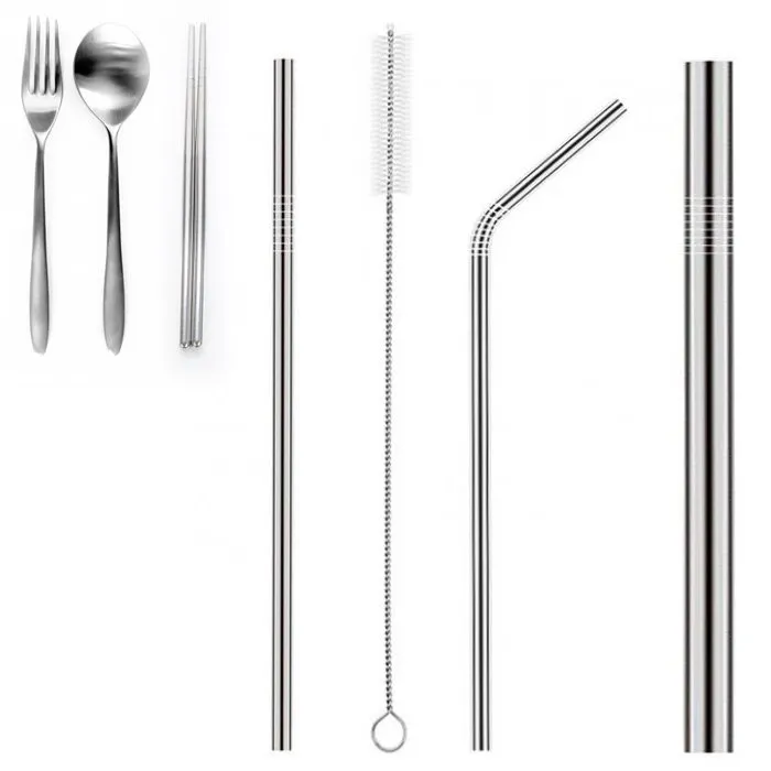 Cutlery + Straight Straw + Cleaner + Curve Straw + Bubble Straw