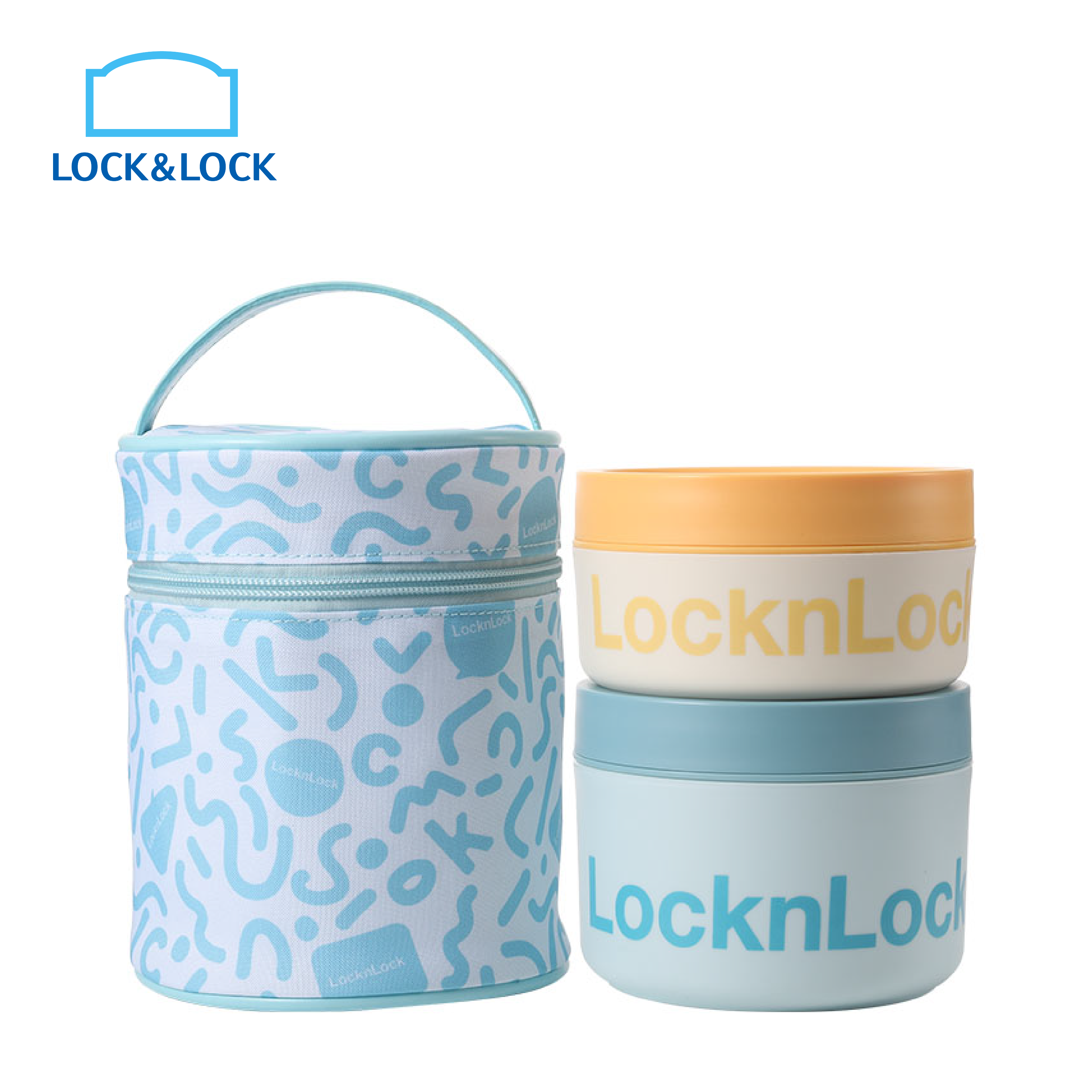 Lock&Lock 330ml+530ml Round Fresh-keeping  Bento Box 3-Piece Set 