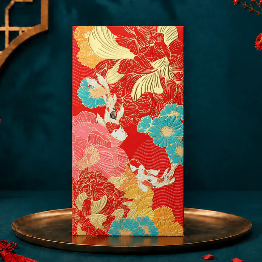 Flowering Fortune & Koi Grace Red Packet