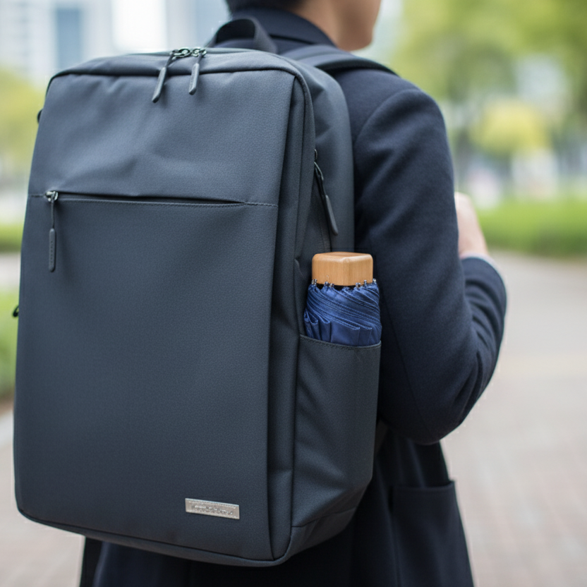 19'' Compact Lightweight RPET Umbrella (with UV Coating & Bamboo Handle)