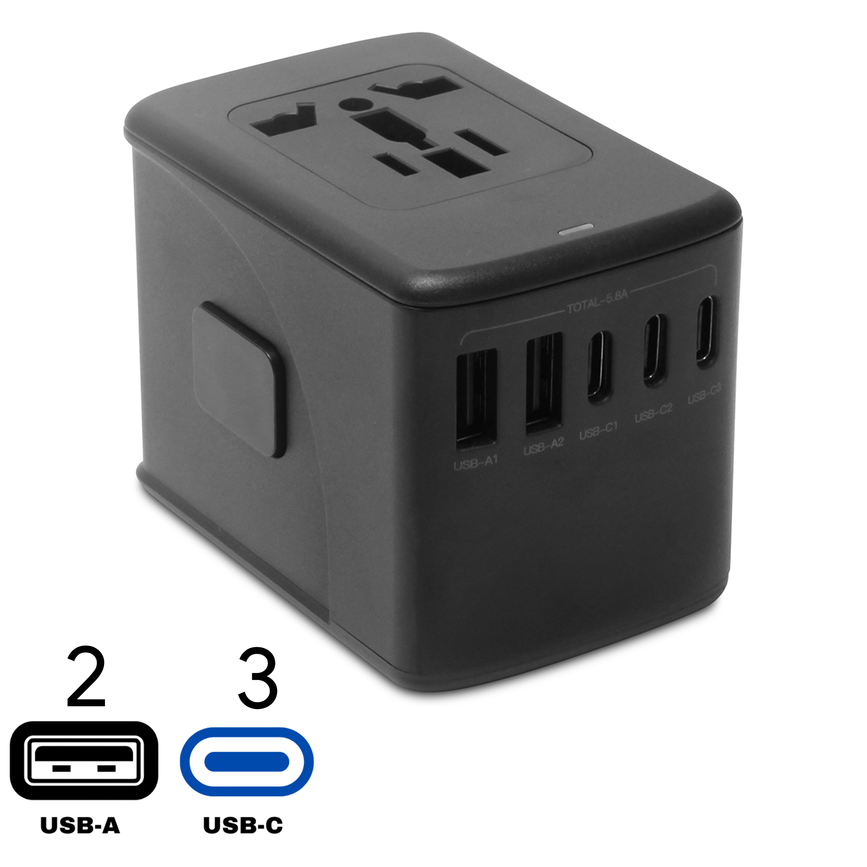 29W Travel Adaptor with 3 Type-C and 2 USB Port